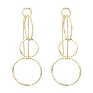 Gold Circle Statement Drop Earrings